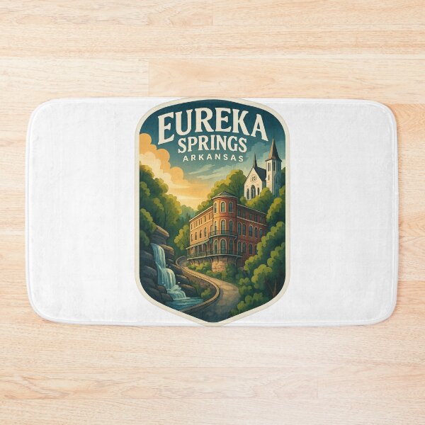Item preview, Eureka Springs Arkansas Waterfall and Historic Hotel Scene designed and sold by Aryabek.