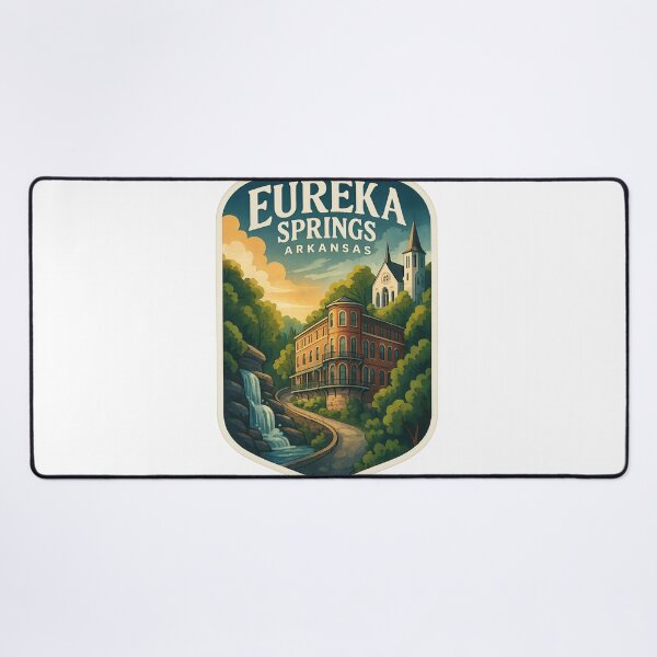 Item preview, Eureka Springs Arkansas Waterfall and Historic Hotel Scene designed and sold by Aryabek.