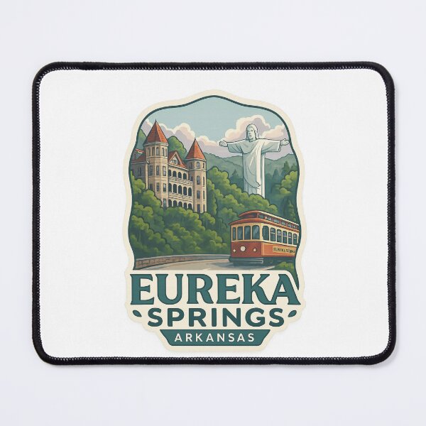 Item preview, Eureka Springs Arkansas with Crescent Hotel and Christ of the Ozarks designed and sold by Aryabek.