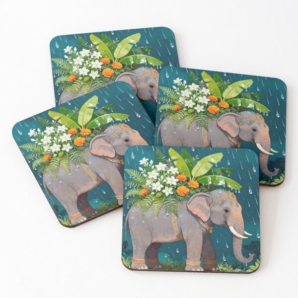 Item preview, Monsoon Elephant – Abundance in Every Raindrop designed and sold by HappySproutArt.