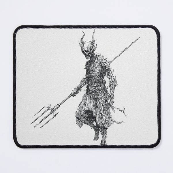 Item preview, Demonic Spear Warrior Ink Illustration designed and sold by t5uisiu.
