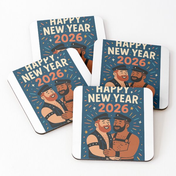Item preview, 2026 New Year Card with Leather Gay Couple Celebration designed and sold by Aryabek.
