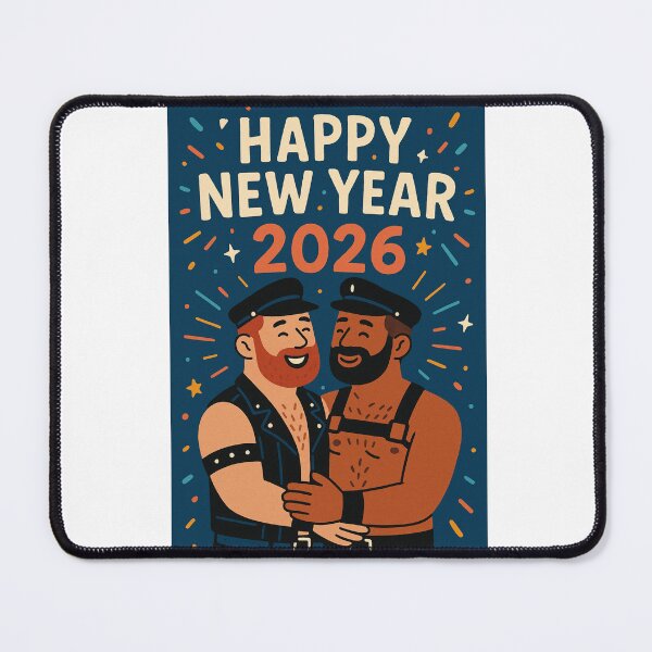 Item preview, 2026 New Year Card with Leather Gay Couple Celebration designed and sold by Aryabek.