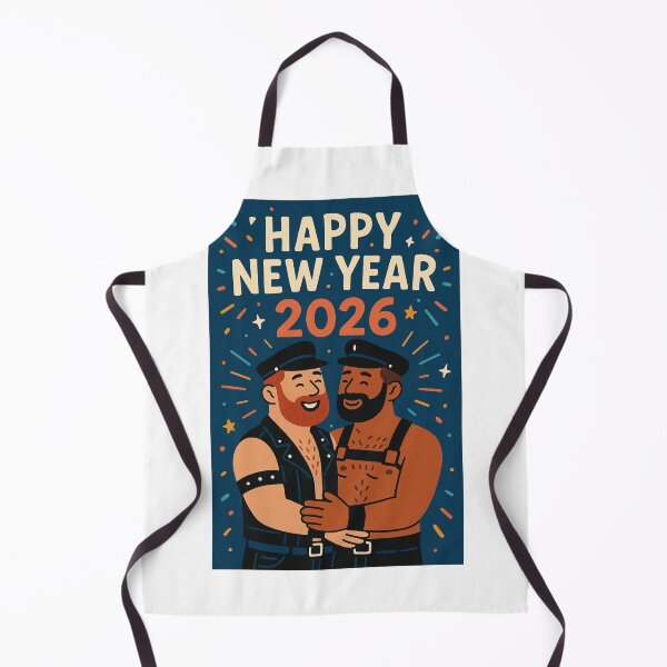 Item preview, 2026 New Year Card with Leather Gay Couple Celebration designed and sold by Aryabek.