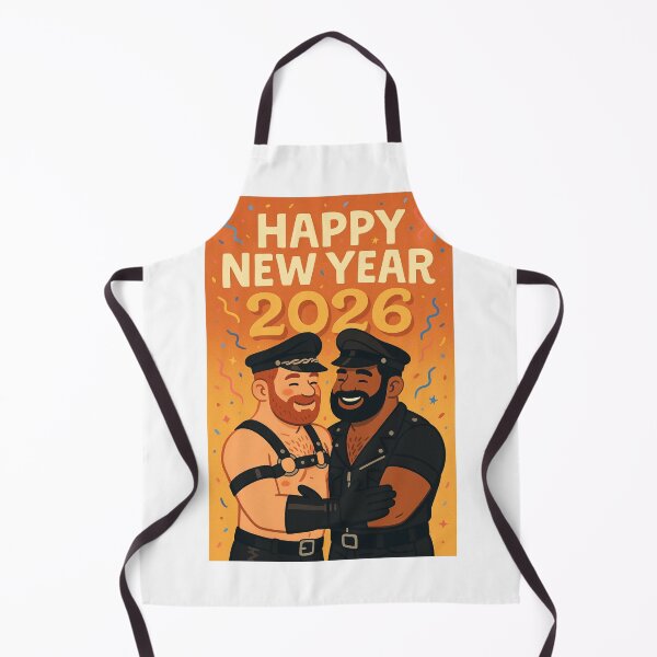 Item preview, Joyful 2026 New Year Card with Happy Gay Leather Couple designed and sold by Aryabek.