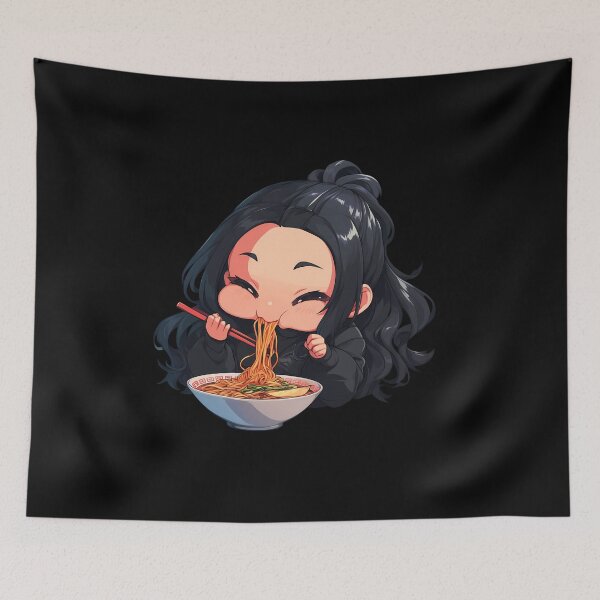 Item preview, Sae Niijima Persona 5 Game Anime Girl Kawaii Ramen Black Chibi Noodles designed and sold by Raslbazola.