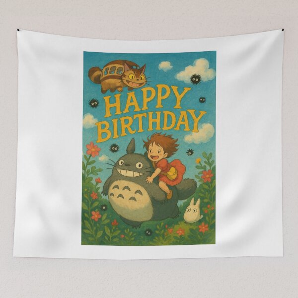 Item preview, Happy Birthday Card with Totoro and Catbus designed and sold by Aryabek.