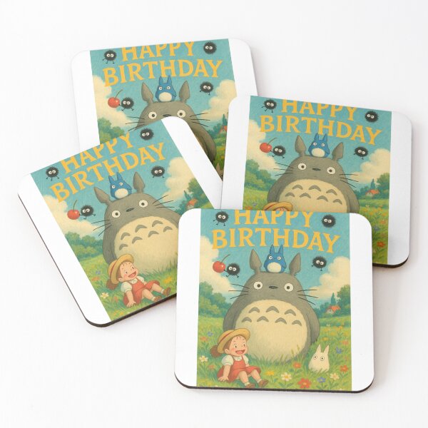 Item preview, Totoro Birthday Meadow Card with Mei and Soot Sprites designed and sold by Aryabek.