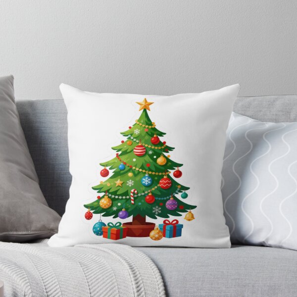 Item preview, Colorful Decorated Christmas Tree Sticker – Ornaments, Lights and Presents Holiday Design designed and sold by Soft Chaos Studio.