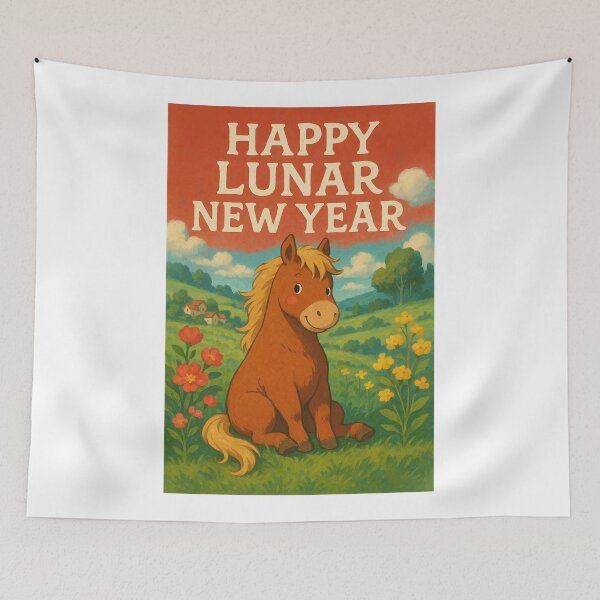 Item preview, Cheerful Lunar New Year Card with Smiling Horse designed and sold by Aryabek.
