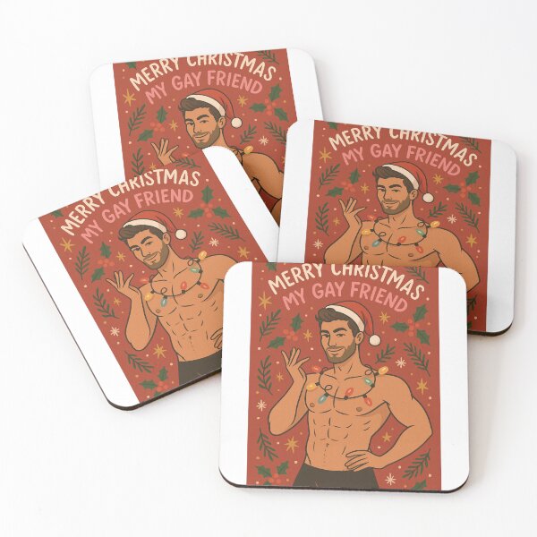 Item preview, Funny Gay Christmas Card with Shirtless Santa and Lights designed and sold by Aryabek.