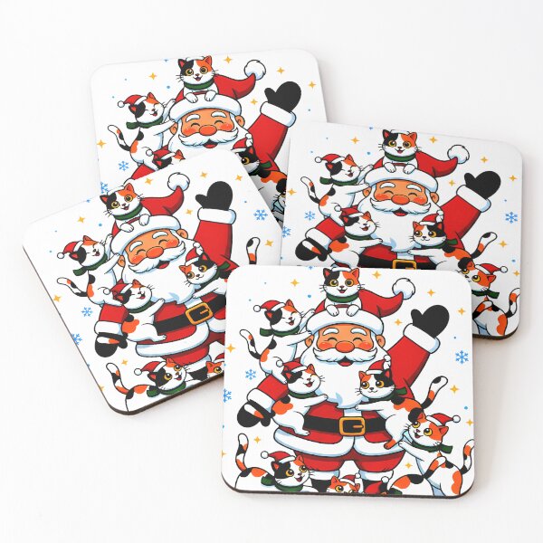 Item preview, Santa Surrounded by Calico Cats – “Merry X’mas” Whimsical Holiday Chaos Design designed and sold by meesub.