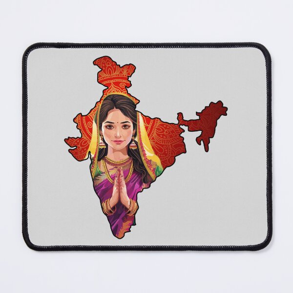 Item preview, Namaste India – Cultural Map Art with Traditional Woman designed and sold by mashmosh.