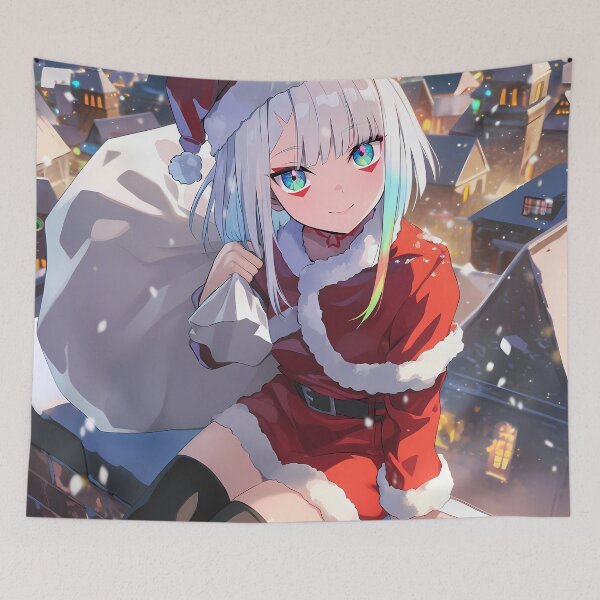 Item preview, Lucy Cyberpunk Edgerunners Christmas Winter Night Santa Claus Anime Girl Town designed and sold by Raslbazola.