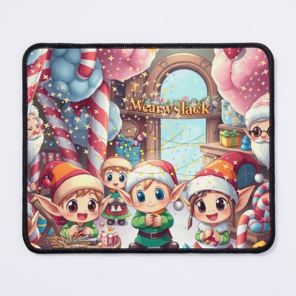Item preview, Cheerful Chibi Elves in Santa’s Workshop designed and sold by Digitalhub12.
