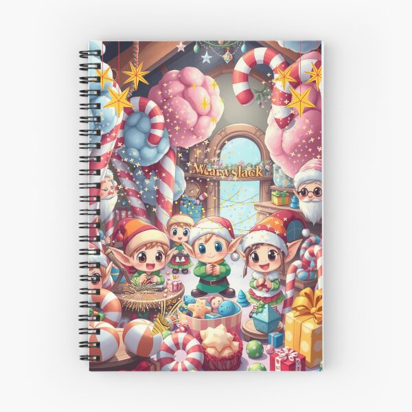 Item preview, Cheerful Chibi Elves in Santa’s Workshop designed and sold by Digitalhub12.