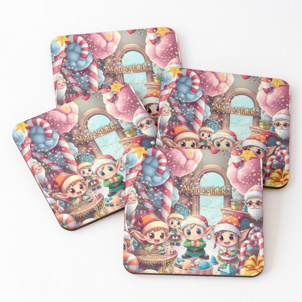 Item preview, Cheerful Chibi Elves in Santa’s Workshop designed and sold by Digitalhub12.