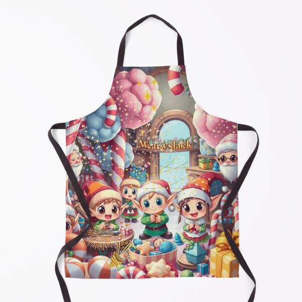 Item preview, Cheerful Chibi Elves in Santa’s Workshop designed and sold by Digitalhub12.