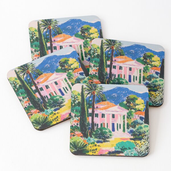 Item preview, Impressionistic Pink House in the Garden designed and sold by ArtHouseNiklas.
