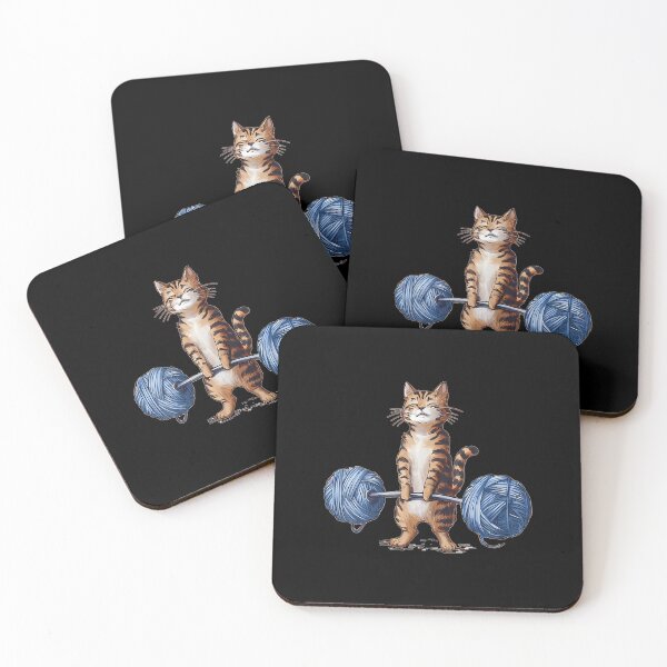 Item preview, Deadlift Kitty Knitting Yarn Cat Deadlift Cute Cat Fitness designed and sold by JanieLucia.