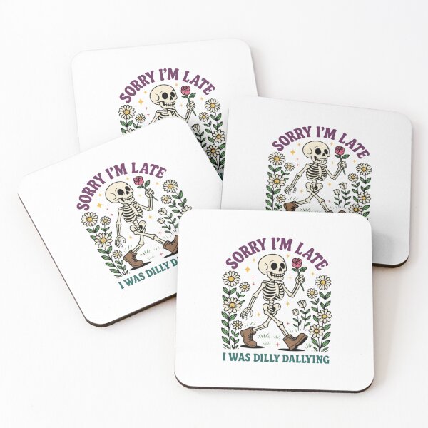 Item preview, Dilly Dallying Skeleton — Funny Sorry I'm Late Daisy Floral Art designed and sold by Colorful-Garden.