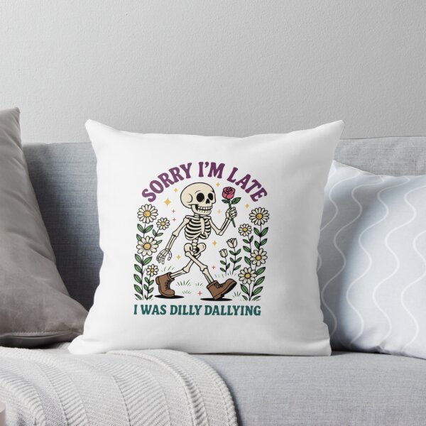 Item preview, Dilly Dallying Skeleton — Funny Sorry I'm Late Daisy Floral Art designed and sold by Colorful-Garden.