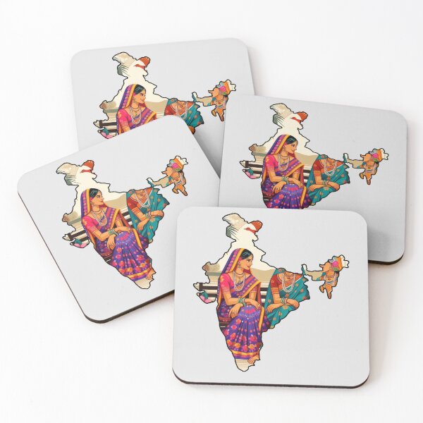 Item preview, India Map with Traditional Women – Cultural Art Tee designed and sold by mashmosh.