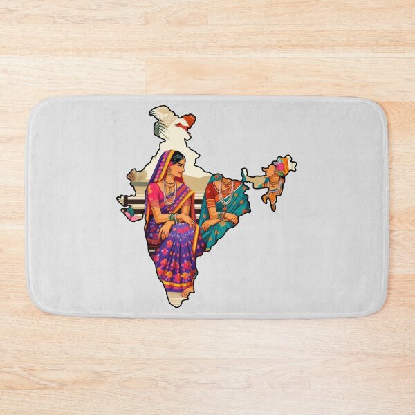 Item preview, India Map with Traditional Women – Cultural Art Tee designed and sold by mashmosh.