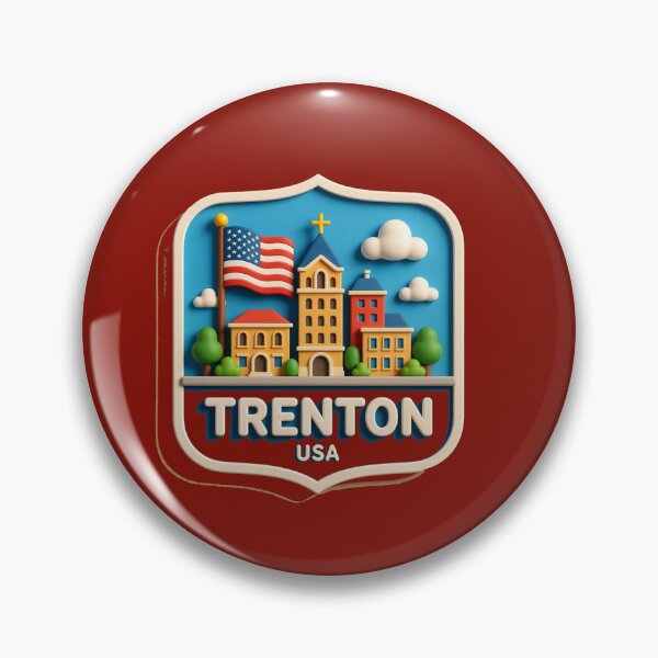 Item preview, Trenton USA – 3D Cute City Label with American Flag ,  designed and sold by PaintMeWorld.