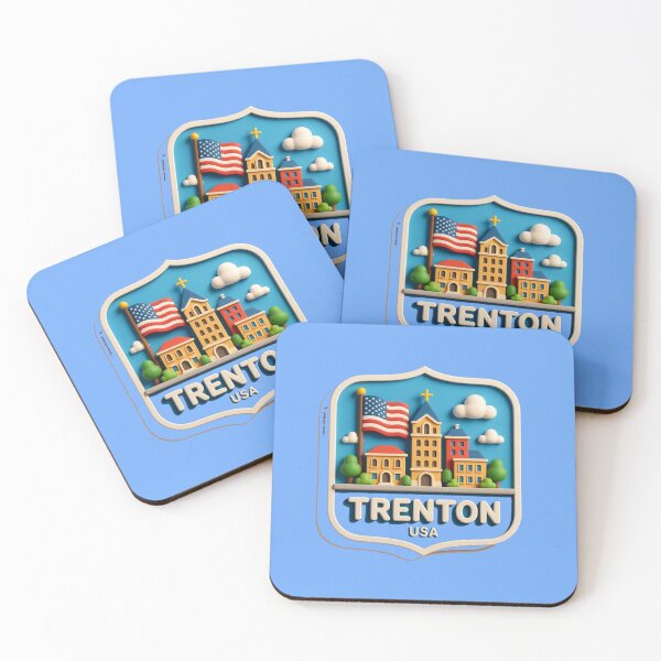 Item preview, Trenton USA – 3D Cute City Label with American Flag ,  designed and sold by PaintMeWorld.