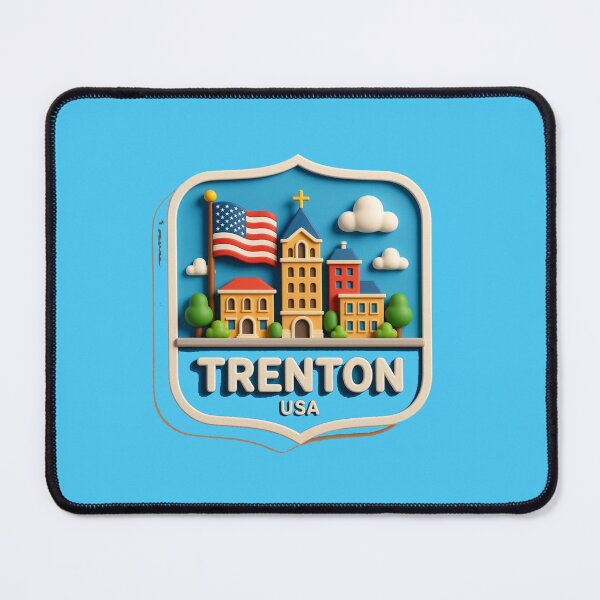 Item preview, Trenton USA – 3D Cute City Label with American Flag , designed and sold by PaintMeWorld.