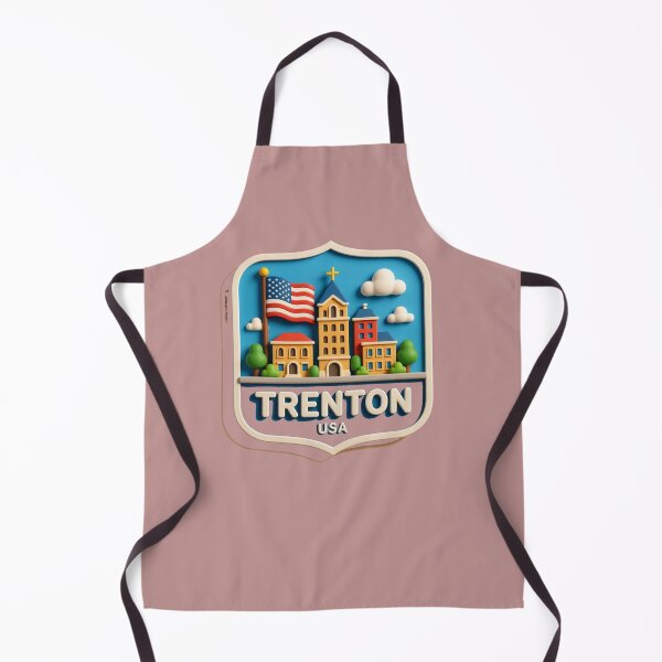Item preview, Trenton USA – 3D Cute City Label with American Flag , designed and sold by PaintMeWorld.