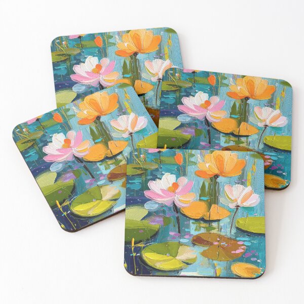 Item preview, Abstract flowers with bright water lilies designed and sold by ArtHouseNiklas.