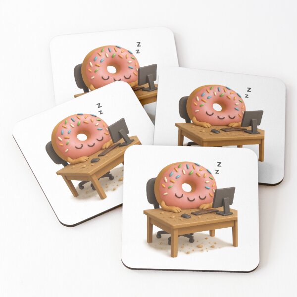 Item preview, Cute Sleepy Donut At A Messy Desk | Kawaii Funny Office Humor Gift Art designed and sold by Moons Studio.