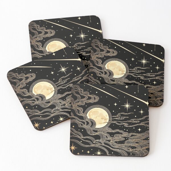 Item preview, “Golden Moonlit Sky – Celestial Night Art” designed and sold by KiraChie.