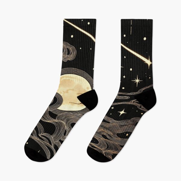 Item preview, “Golden Moonlit Sky – Celestial Night Art” designed and sold by KiraChie.