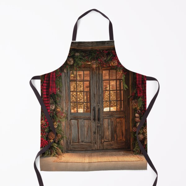 Item preview, Rustic Christmas Doorway with Plaid Bows - Cozy Farmhouse Backdrop designed and sold by Lamarcy.
