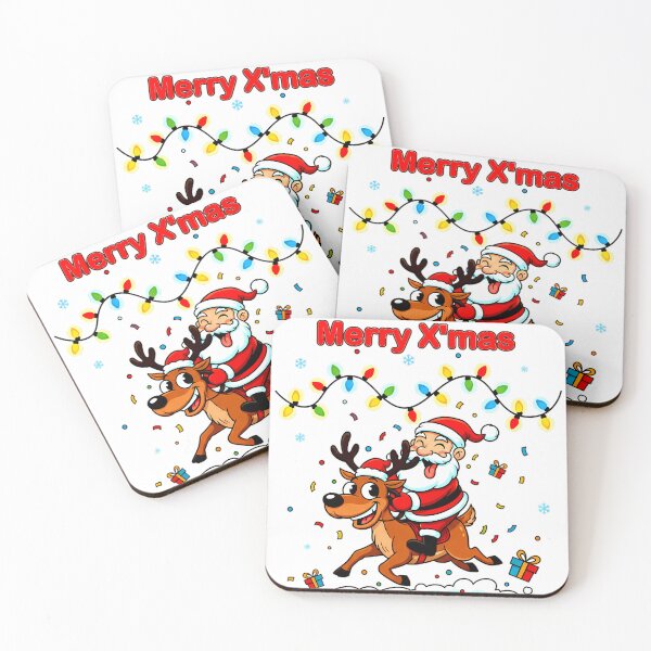 Item preview, Santa Riding Reindeer – “Merry X’mas” Whimsical Holiday Adventure Design designed and sold by meesub.