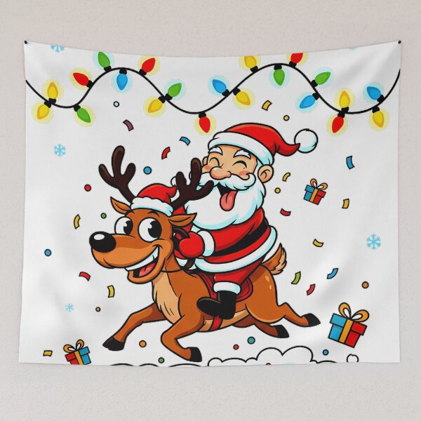 Item preview, Santa Riding Reindeer – “Merry X’mas” Whimsical Holiday Adventure Design designed and sold by meesub.