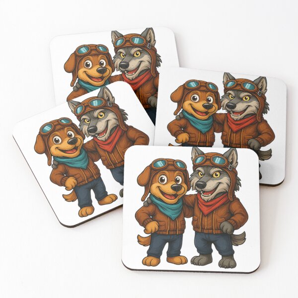 Item preview, Dog and Wolf Aviators – Cute Pilot Duo designed and sold by the-dovlat.