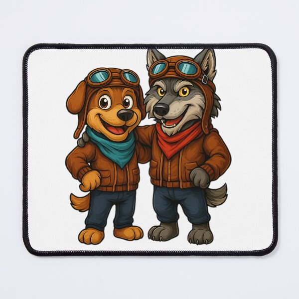 Item preview, Dog and Wolf Aviators – Cute Pilot Duo designed and sold by the-dovlat.