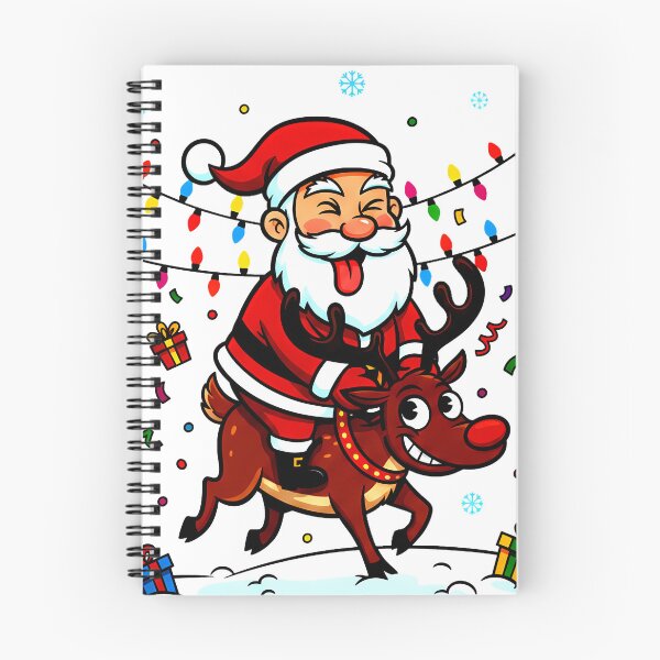 Item preview, Santa Riding Reindeer with Gifts – “Merry X’mas” Whimsical Holiday Humor Design designed and sold by meesub.
