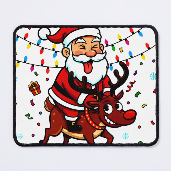 Item preview, Santa Riding Reindeer with Gifts – “Merry X’mas” Whimsical Holiday Humor Design designed and sold by meesub.