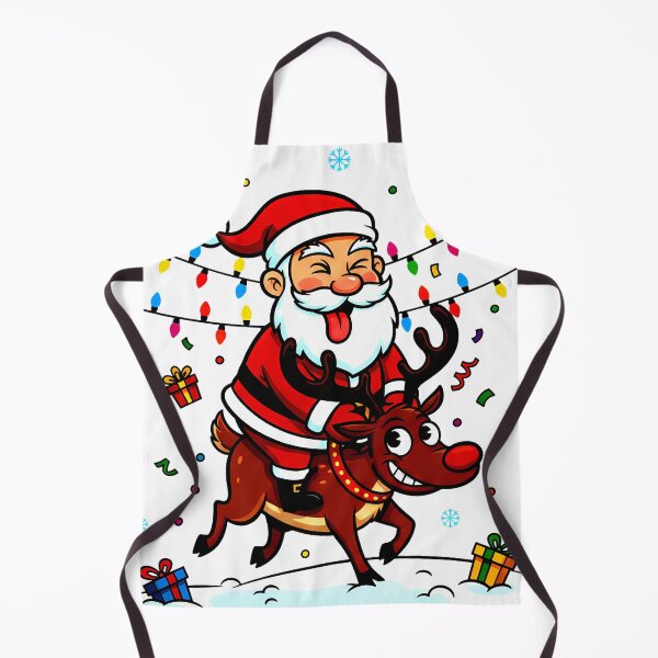 Item preview, Santa Riding Reindeer with Gifts – “Merry X’mas” Whimsical Holiday Humor Design designed and sold by meesub.