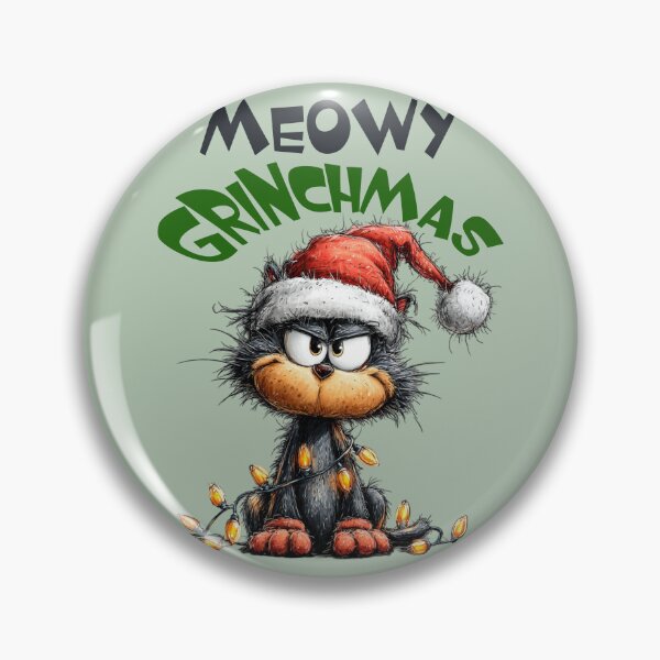 Item preview, Whimsical Cat Meowy Grinchmas Funny Cute Christmas Gift designed and sold by JDVNart.
