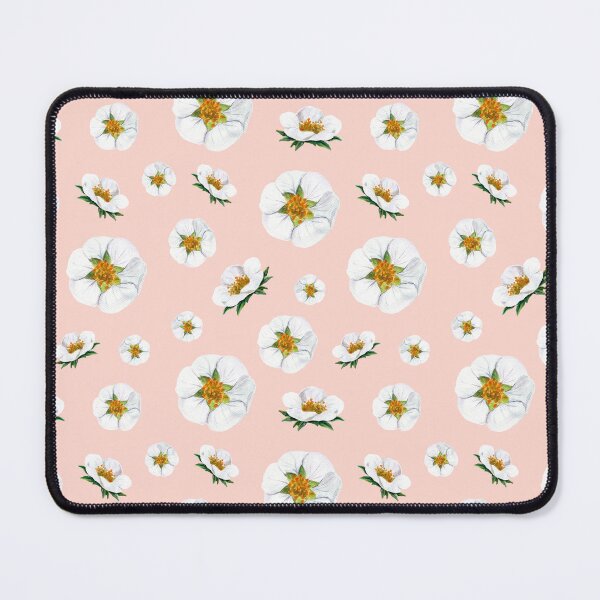 Item preview, Strawberry fragaria flowers pattern on pink background designed and sold by Holub Art Studio.
