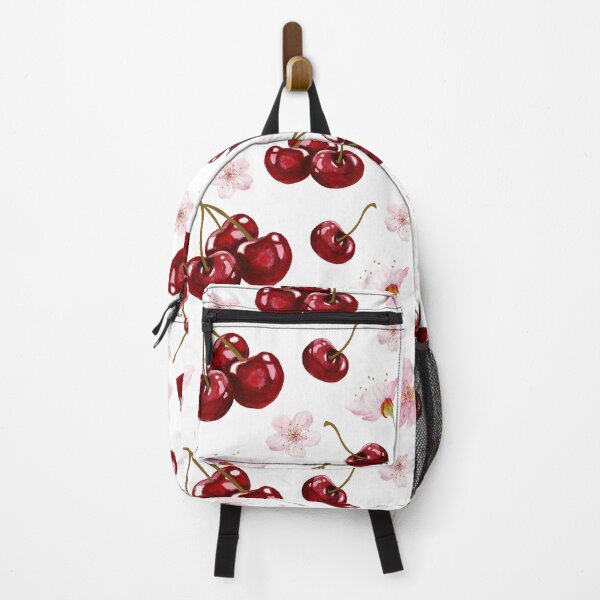 Item preview, Cherry Prunus avium and flowers pattern on white background designed and sold by Holub Art Studio.
