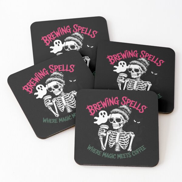 Item preview, Brewing Spells Where Magic Meets Coffee, Witchy Skull Coffee designed and sold by DetroitMug.