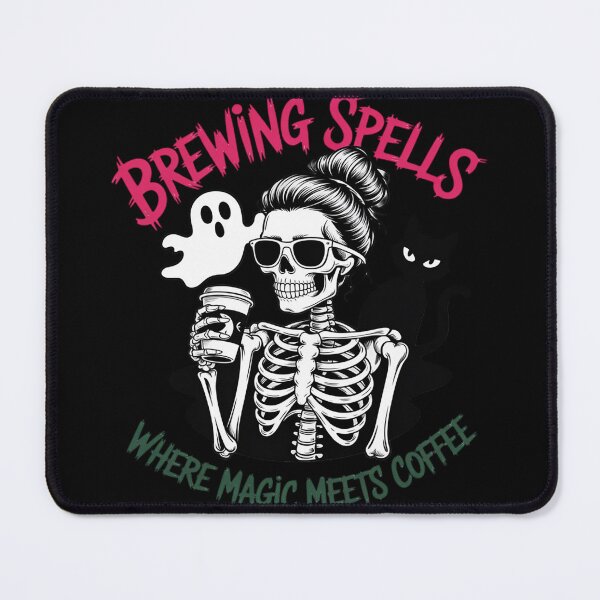 Item preview, Brewing Spells Where Magic Meets Coffee, Witchy Skull Coffee designed and sold by DetroitMug.