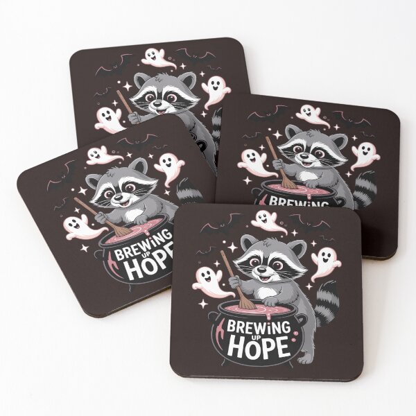 Item preview, Brewing Up Hope Raccoon Cauldron Breast Cancer Awareness designed and sold by DetroitMug.